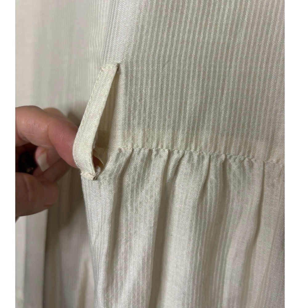 Samant Chauhan Ivory Floral Embroidered Cotton Silk Maxi Shirt Dress 22W NO BELT - Picture 7 of 13